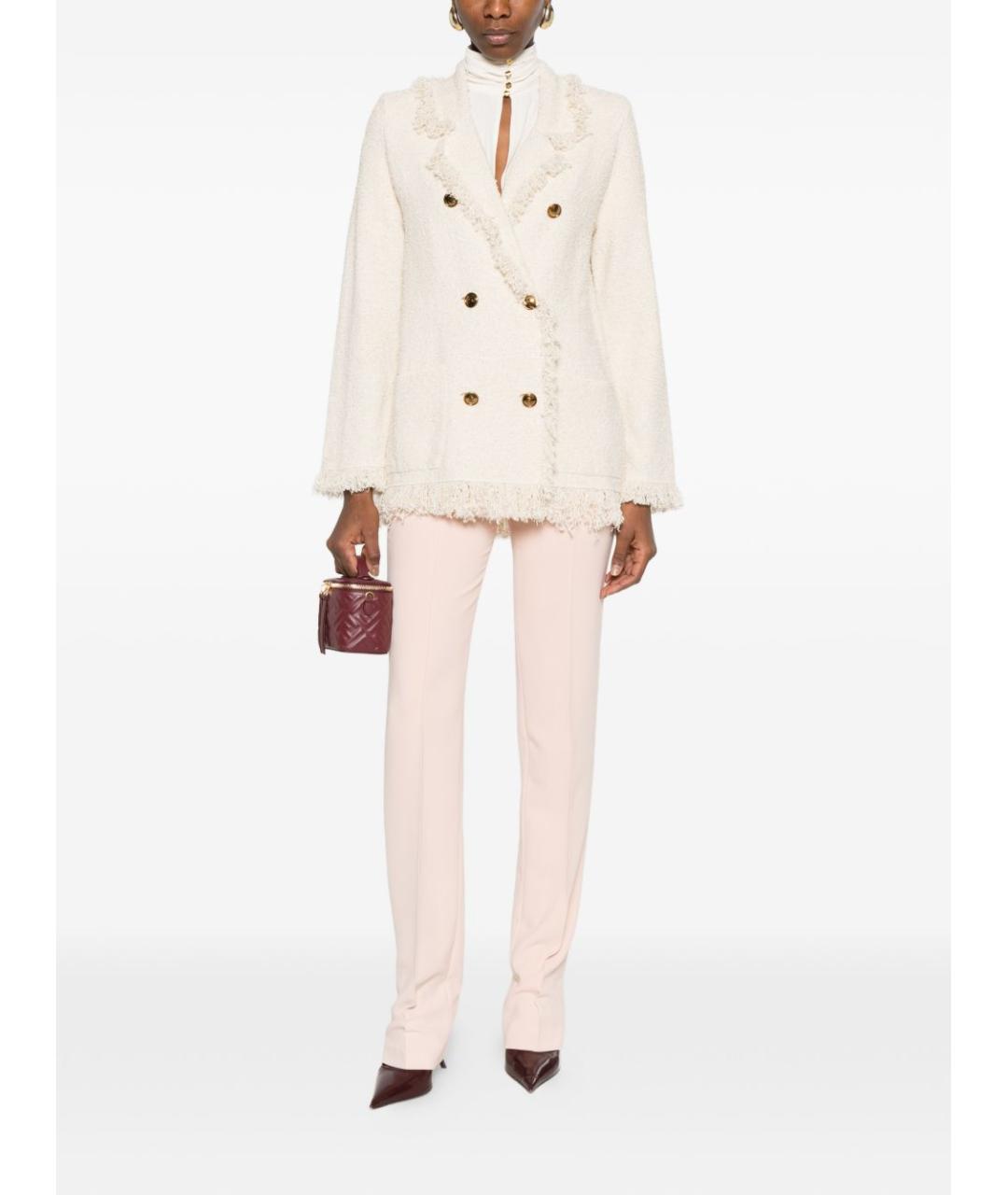 ELISABETTA FRANCHI Бежевый хлопковый жакет/пиджак, фото 5