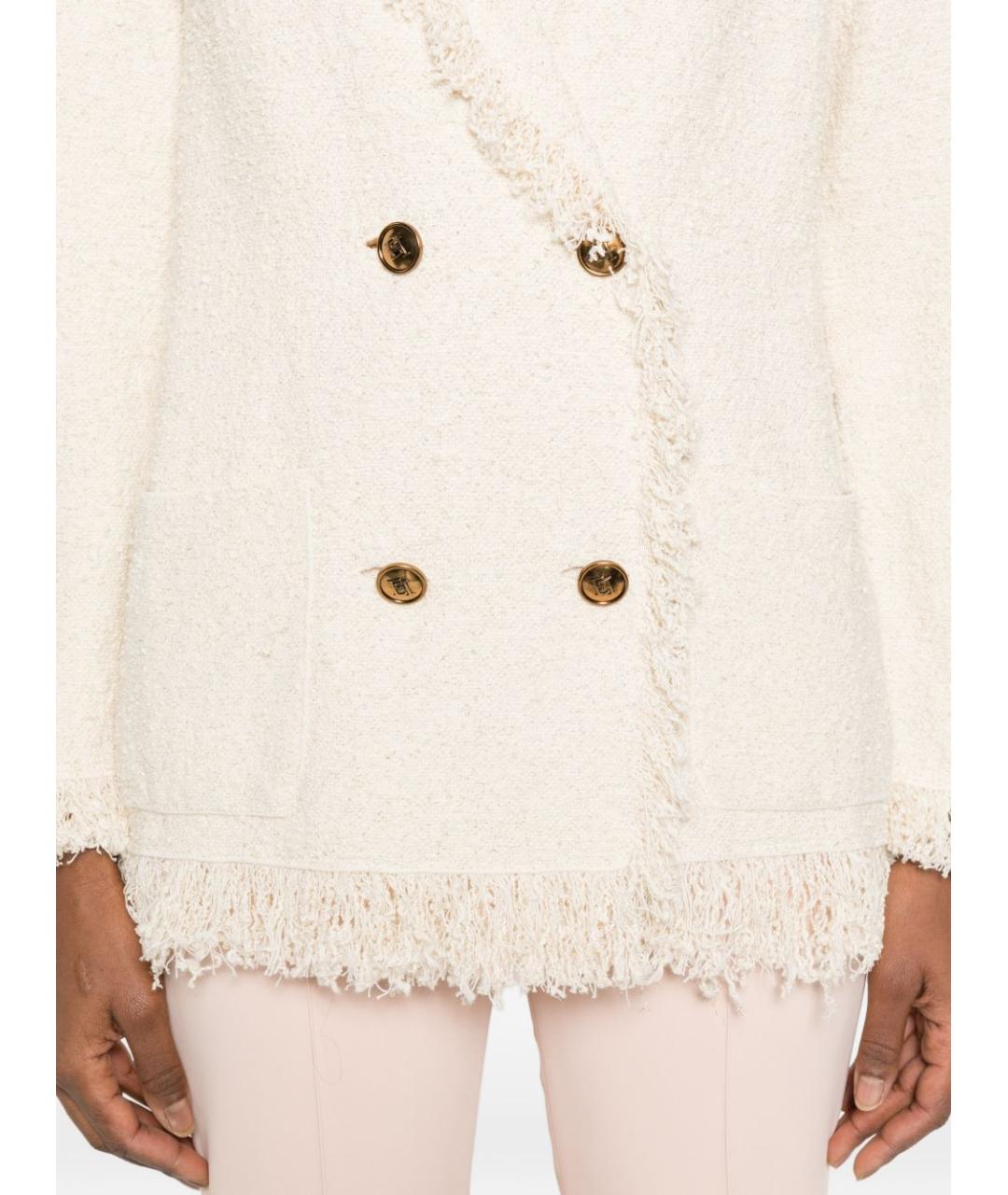 ELISABETTA FRANCHI Бежевый хлопковый жакет/пиджак, фото 3