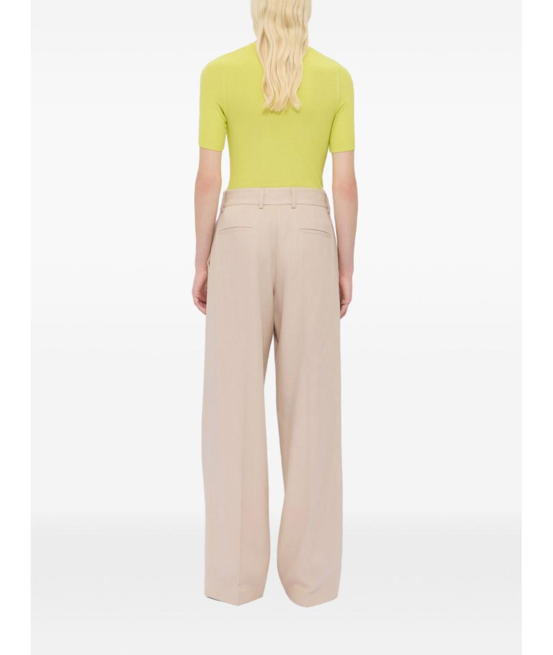 MSGM Бежевые вискозные прямые брюки, фото 4