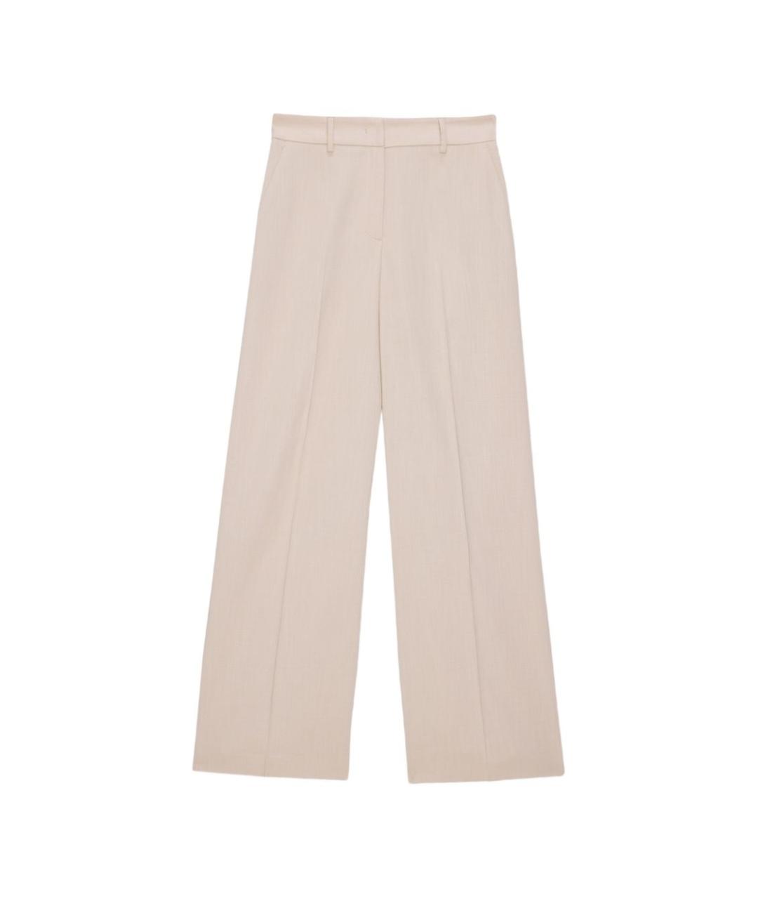 MSGM Бежевые вискозные прямые брюки, фото 1