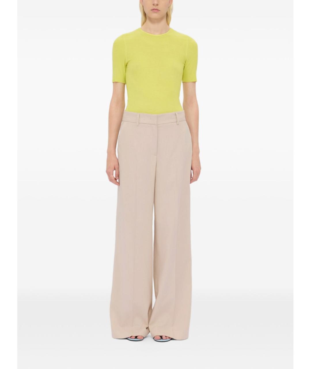MSGM Бежевые вискозные прямые брюки, фото 2