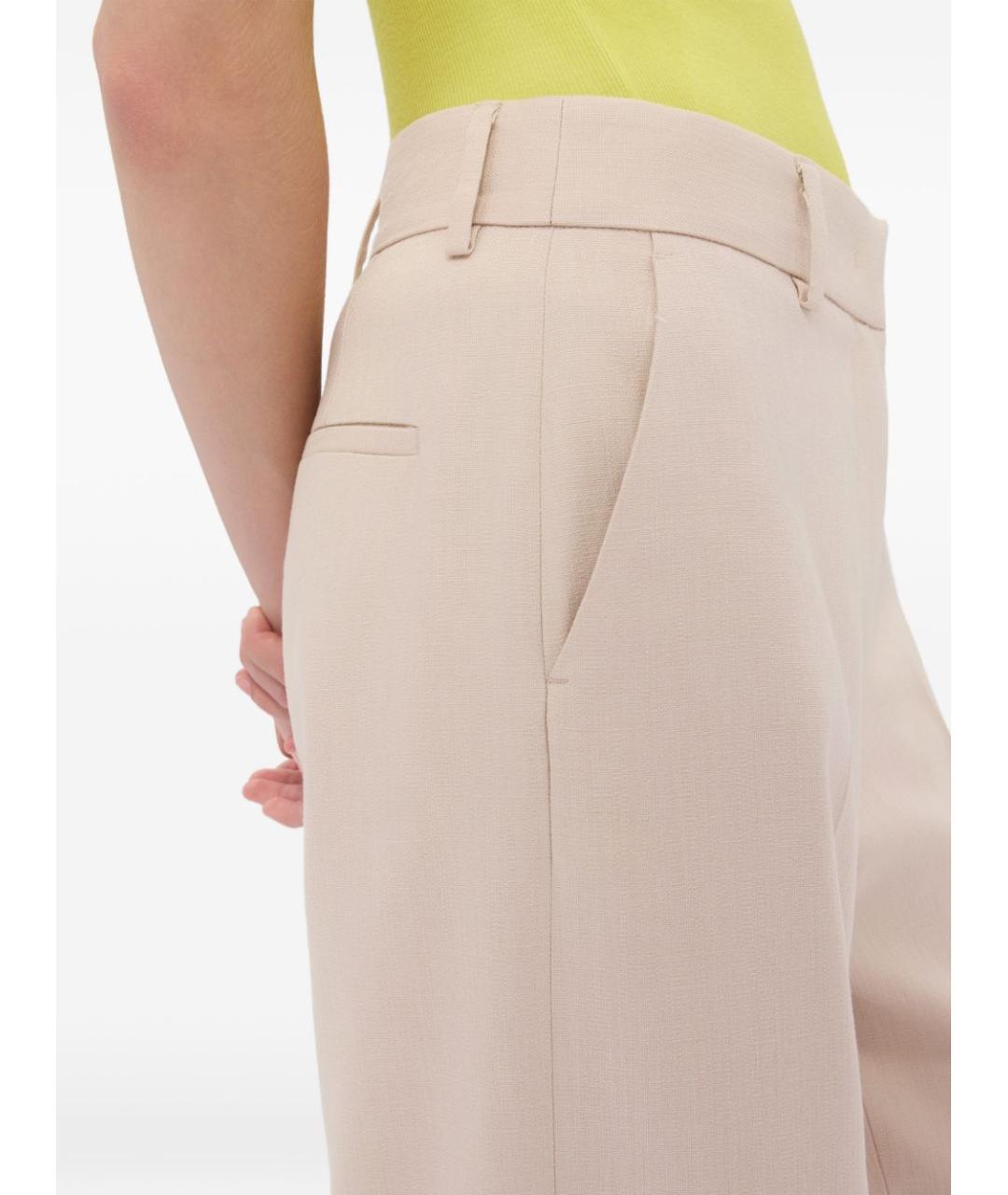 MSGM Бежевые вискозные прямые брюки, фото 5