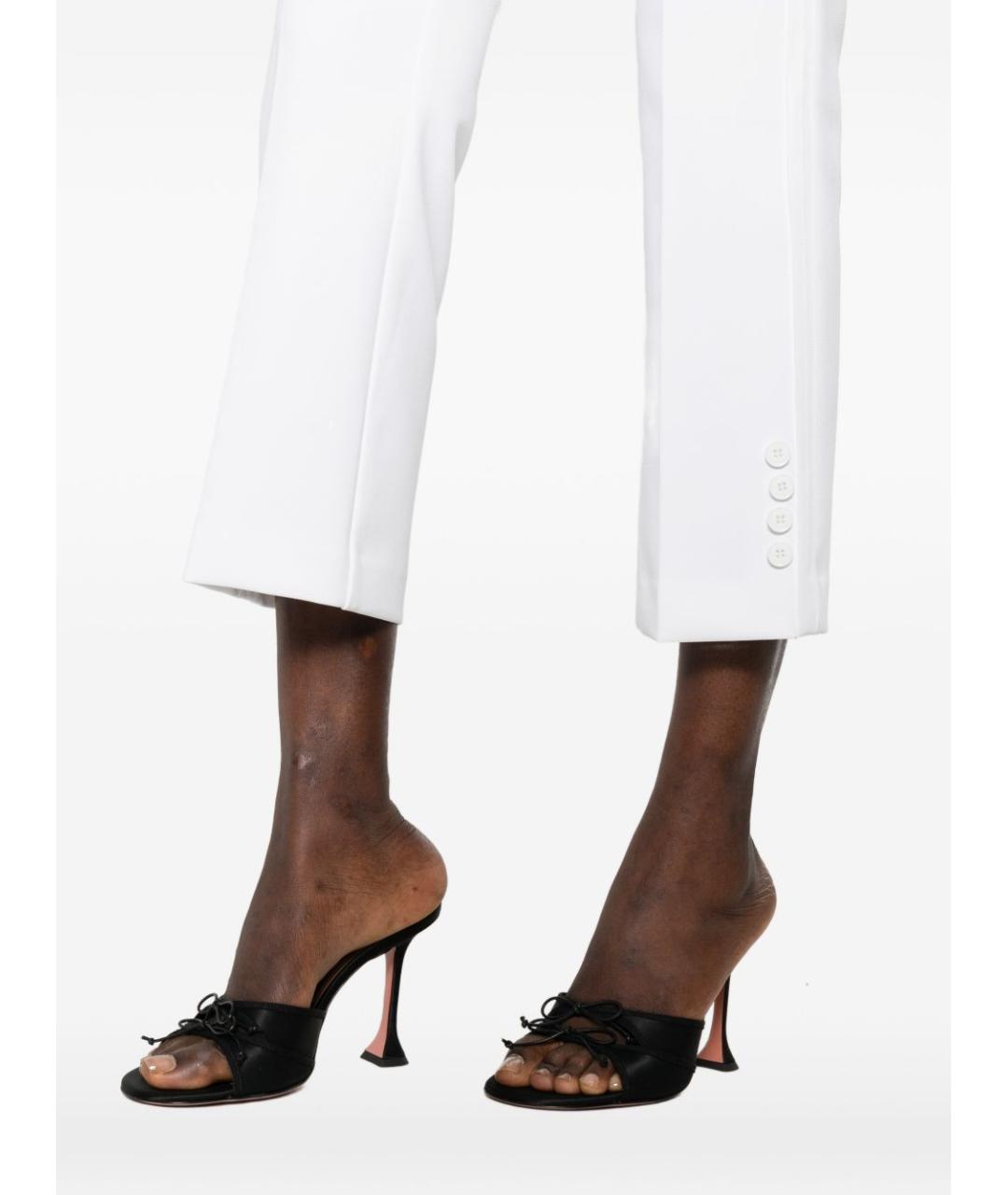 ELISABETTA FRANCHI Белые полиэстеровые прямые брюки, фото 4