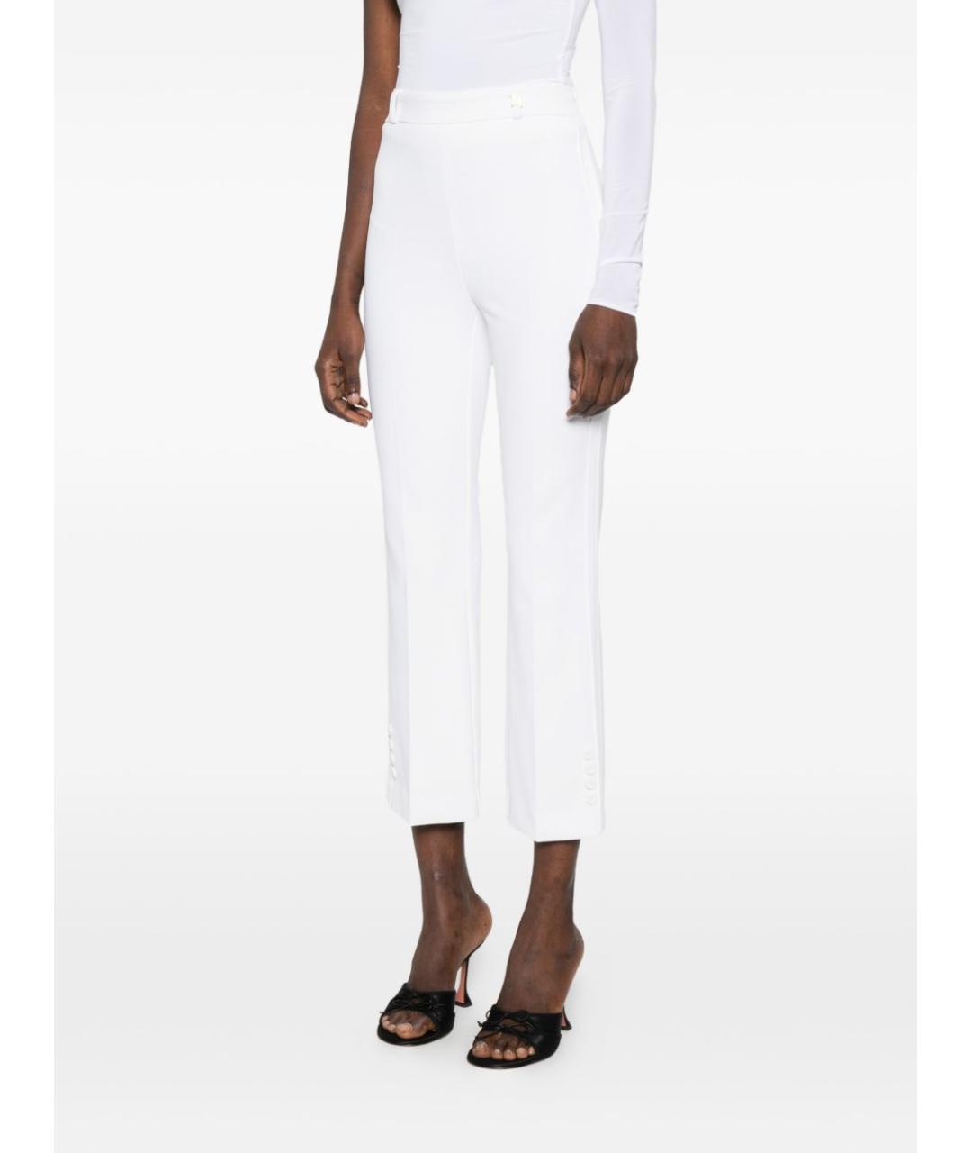 ELISABETTA FRANCHI Белые полиэстеровые прямые брюки, фото 3