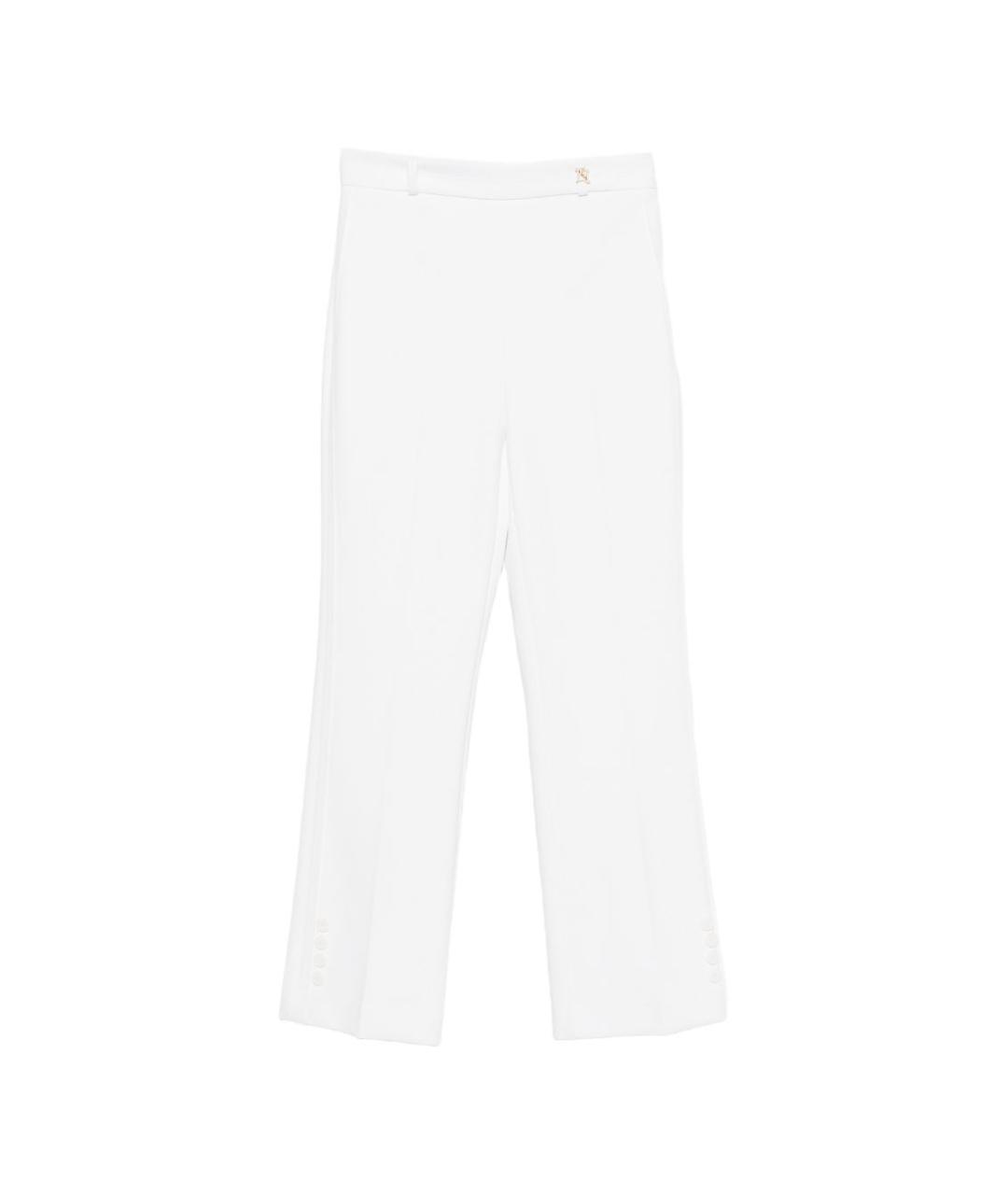 ELISABETTA FRANCHI Белые полиэстеровые прямые брюки, фото 1