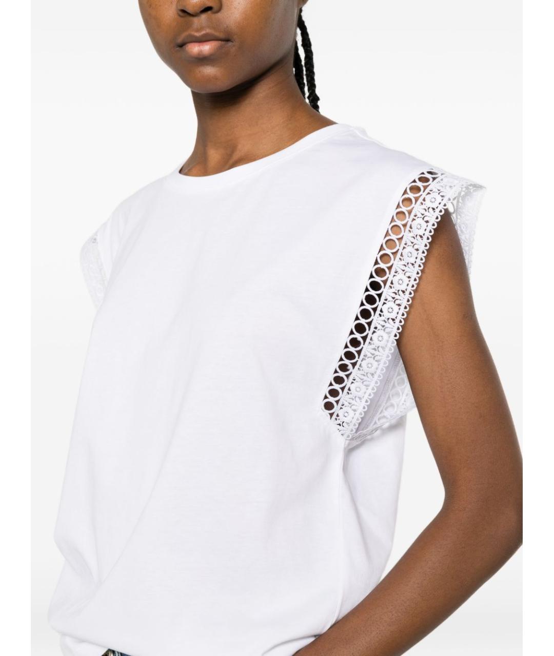 TWIN-SET Белая хлопковая футболка, фото 4
