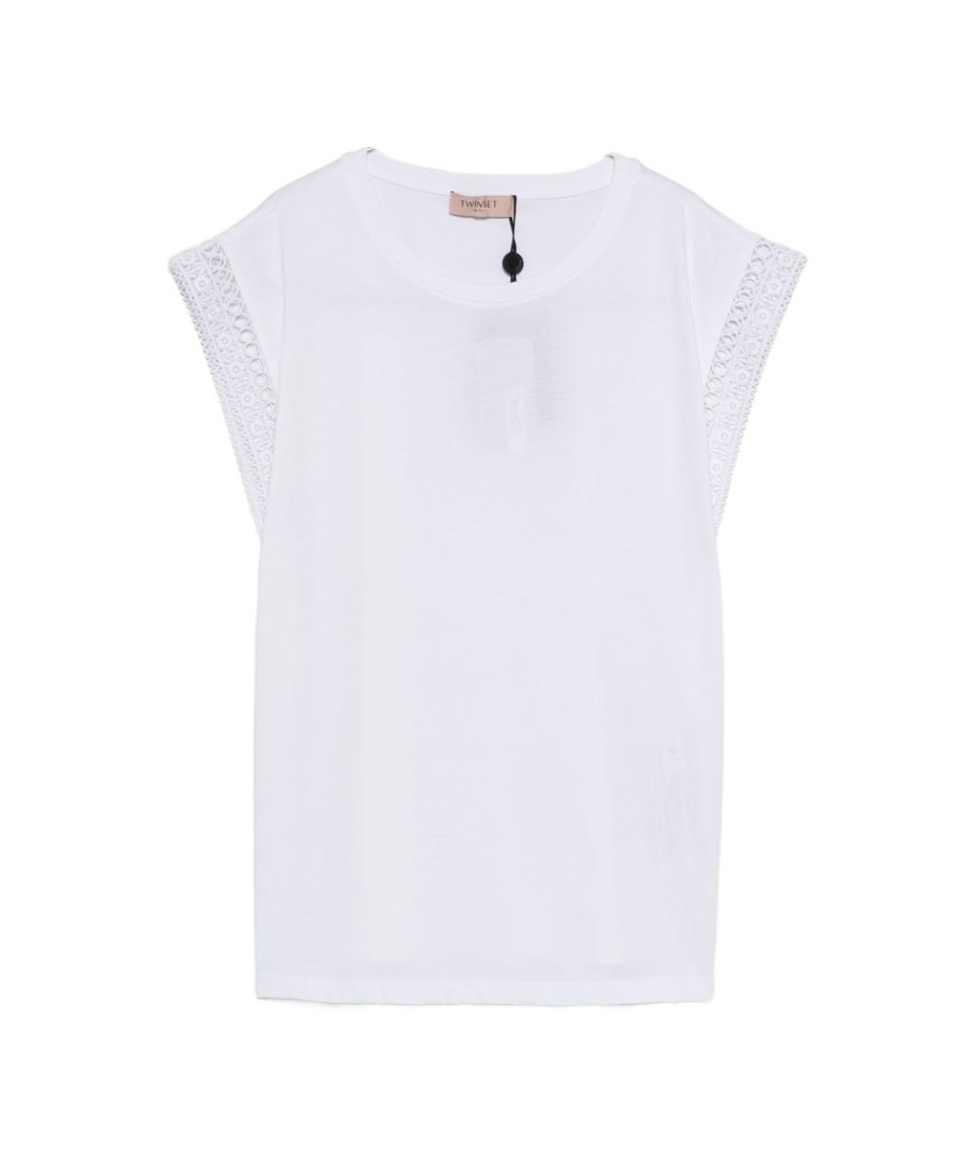 TWIN-SET Белая хлопковая футболка, фото 1