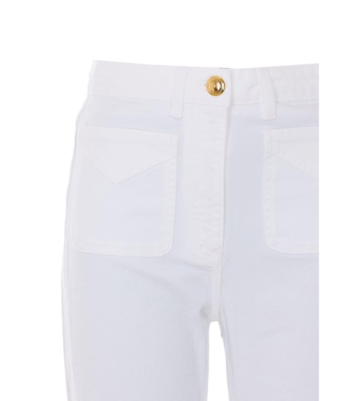 ELISABETTA FRANCHI Белые хлопковые прямые джинсы, фото 4