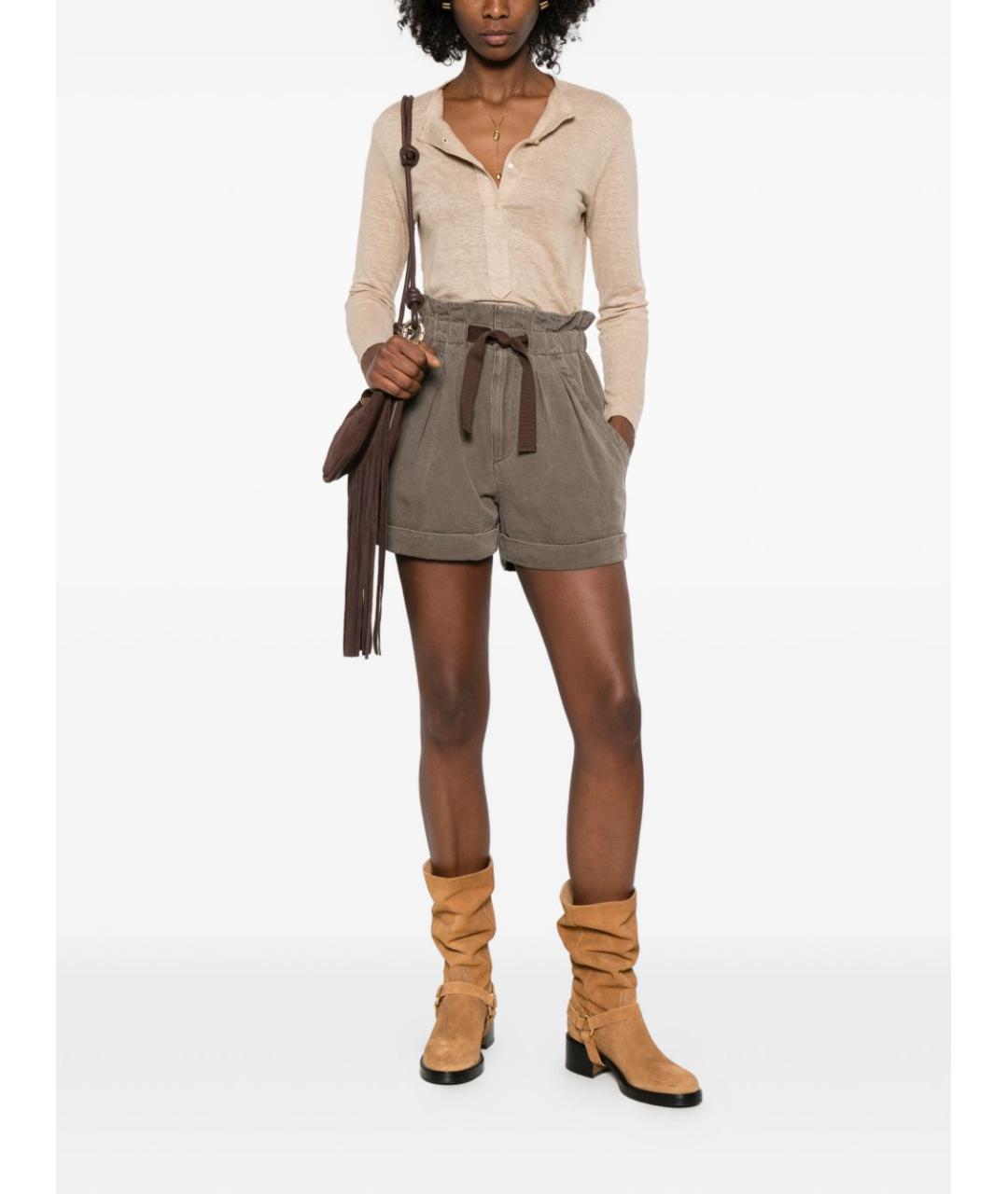 ISABEL MARANT ETOILE Коричневые хлопковые шорты, фото 2