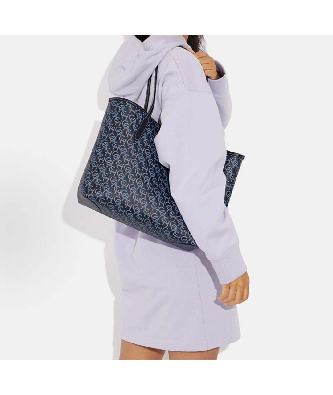 COACH Синяя сумка тоут, фото 4