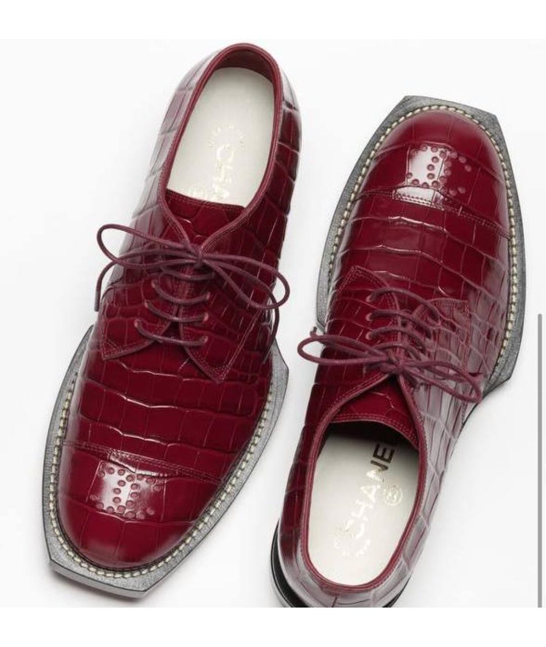 CHANEL Бордовые кожаные лоферы, фото 3