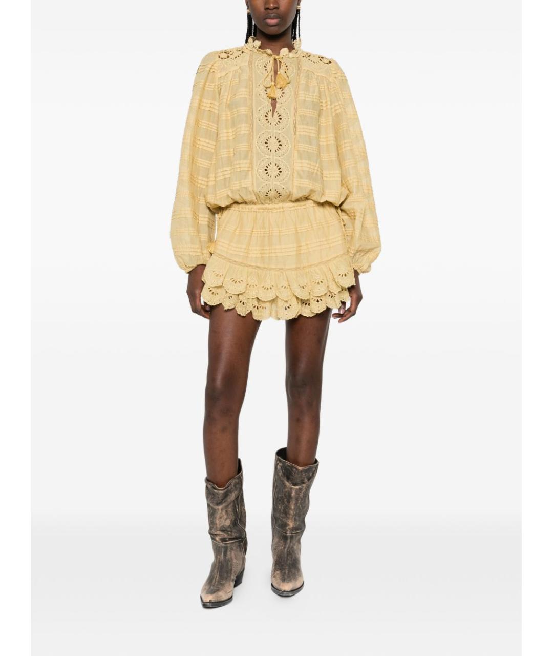 ISABEL MARANT ETOILE Желтое хлопковое повседневное платье, фото 2