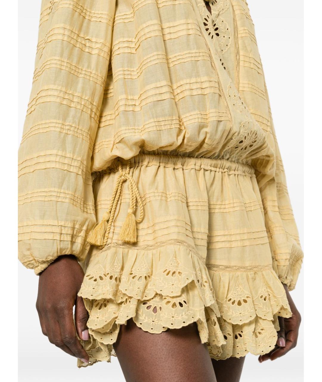 ISABEL MARANT ETOILE Желтое хлопковое повседневное платье, фото 3