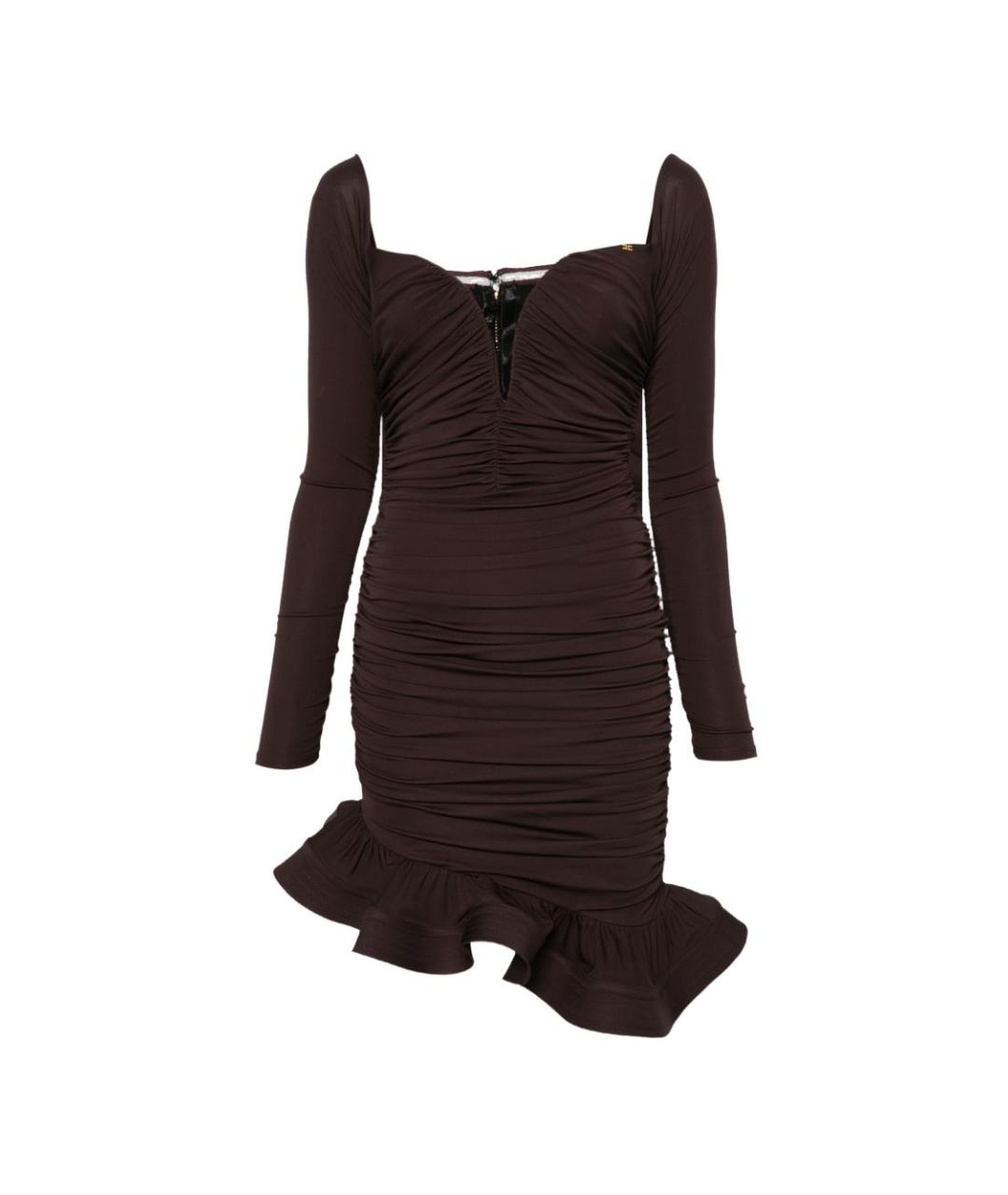 ELISABETTA FRANCHI Коричневое вискозное платье, фото 1