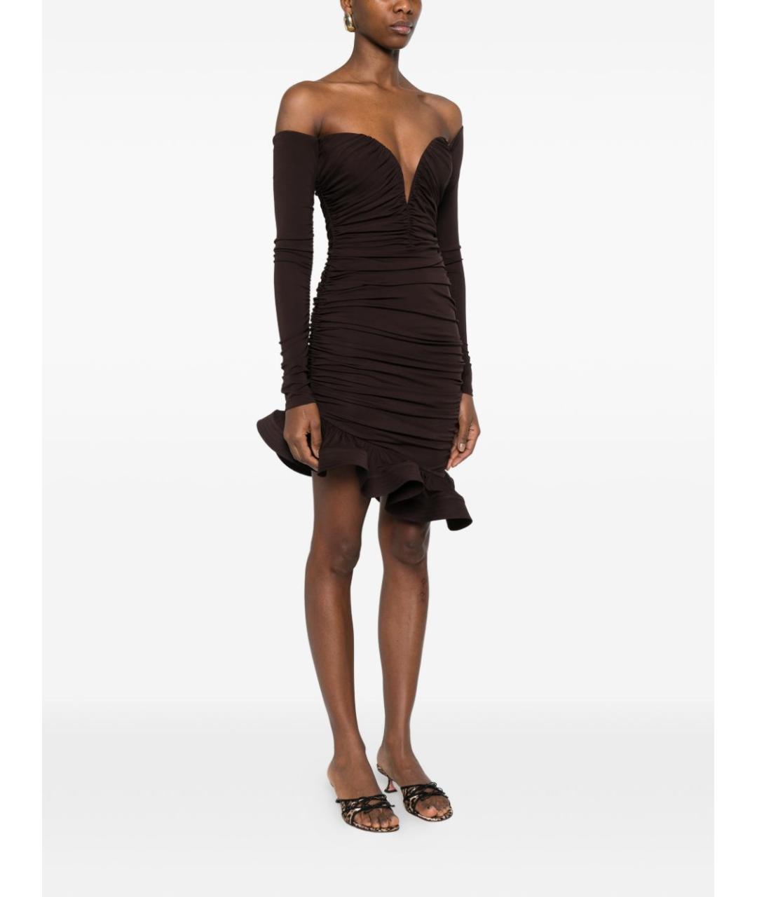 ELISABETTA FRANCHI Коричневое вискозное платье, фото 5