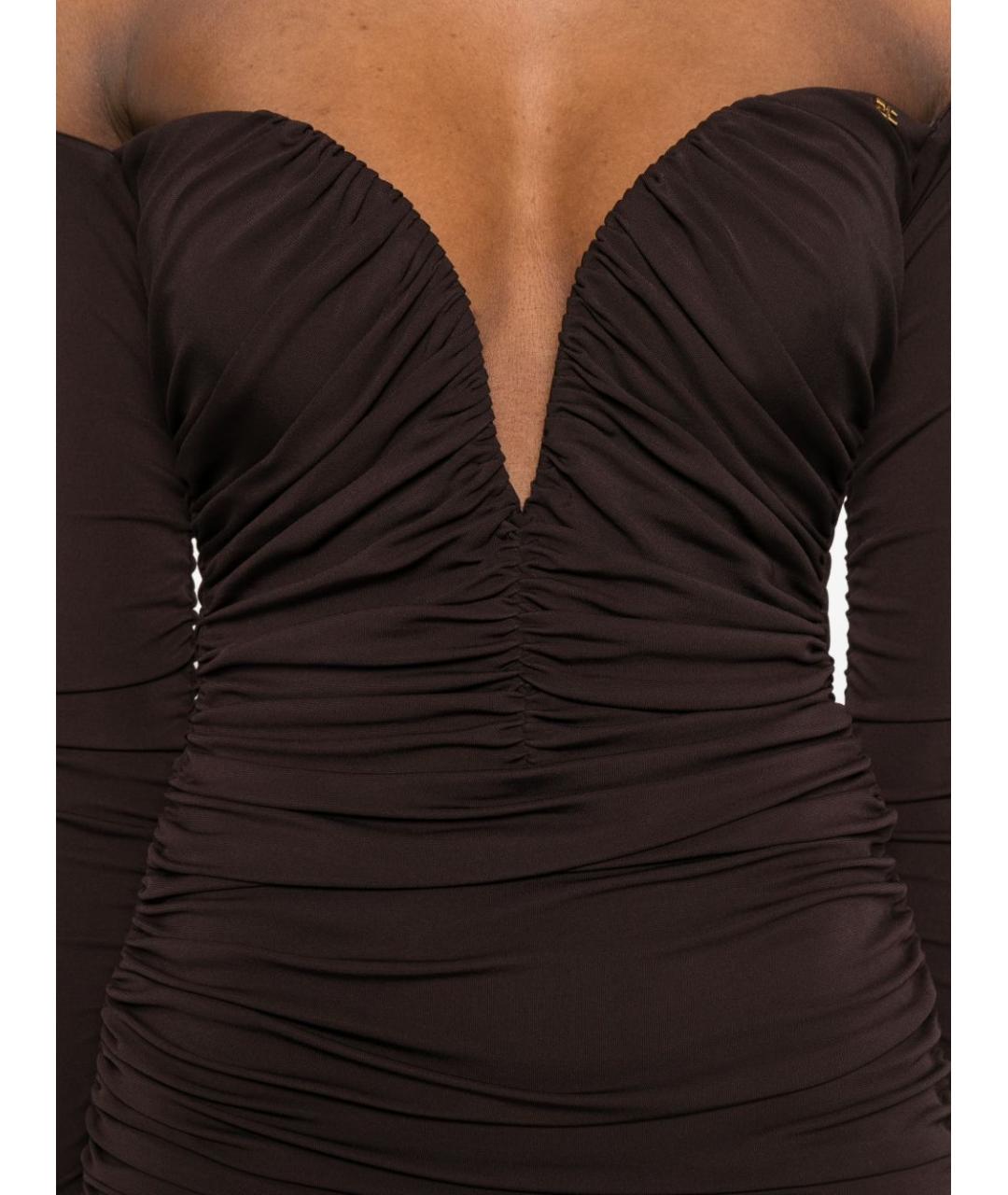 ELISABETTA FRANCHI Коричневое вискозное платье, фото 3