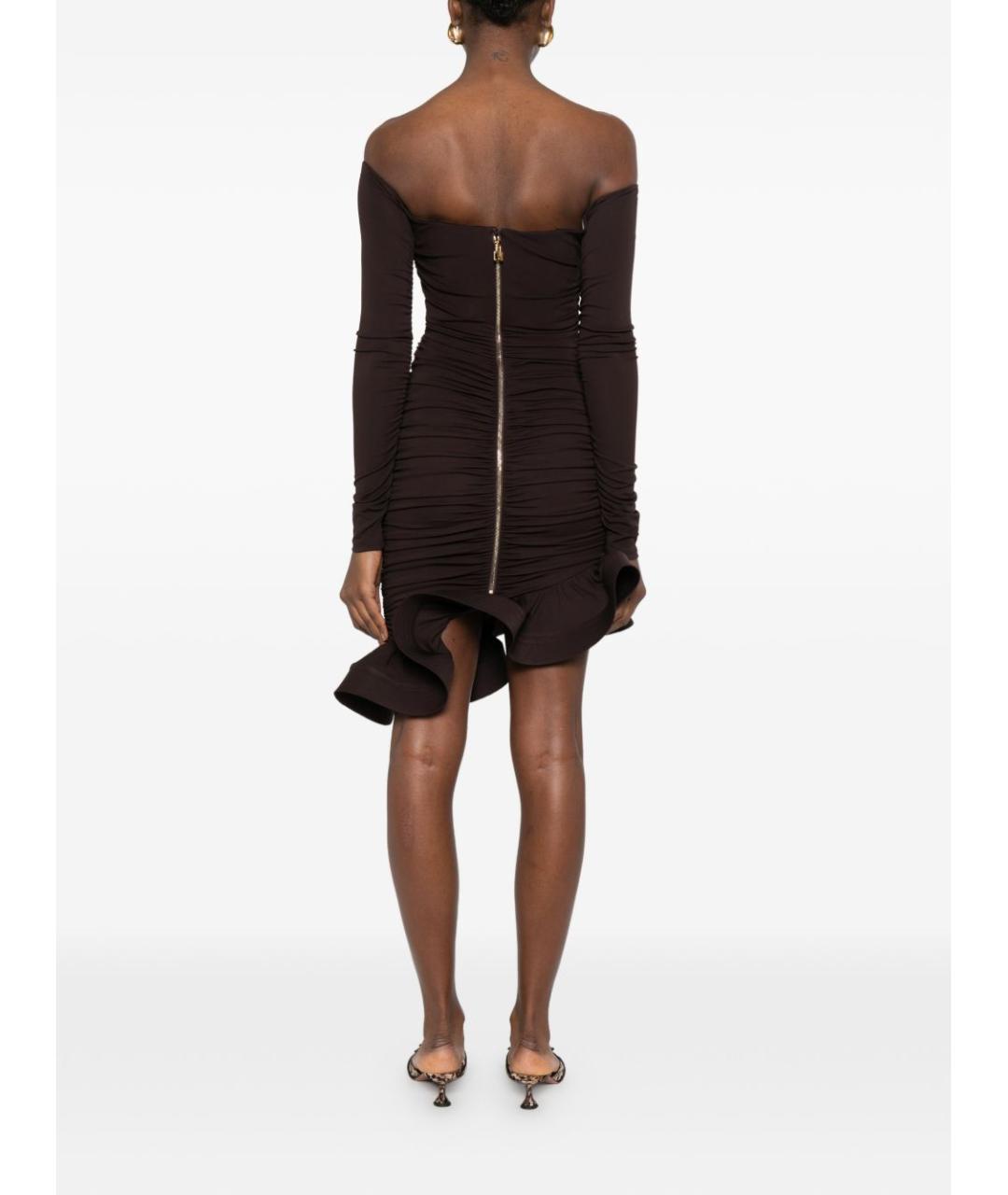 ELISABETTA FRANCHI Коричневое вискозное платье, фото 2