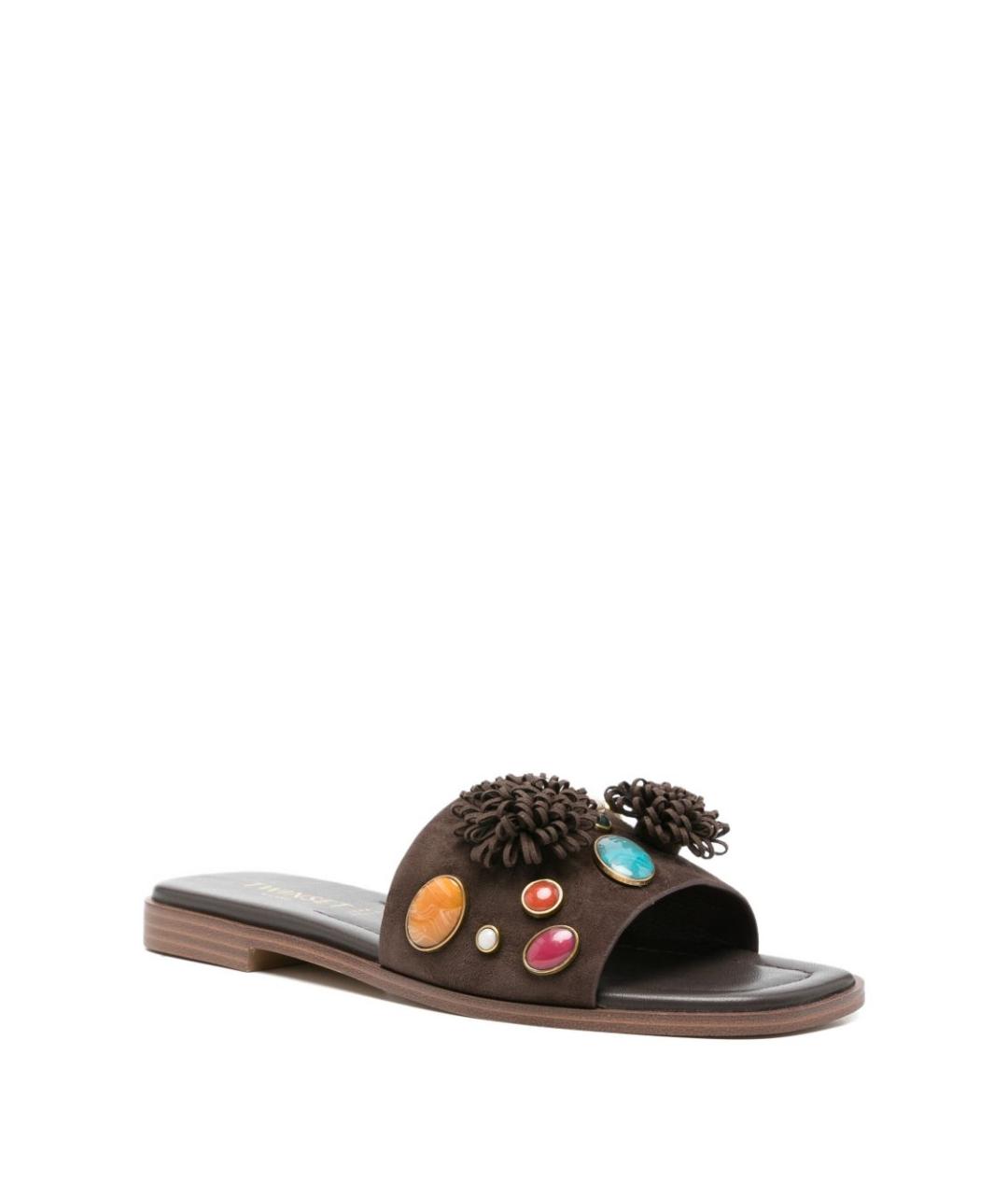 TWIN-SET Коричневые кожаные шлепанцы, фото 4