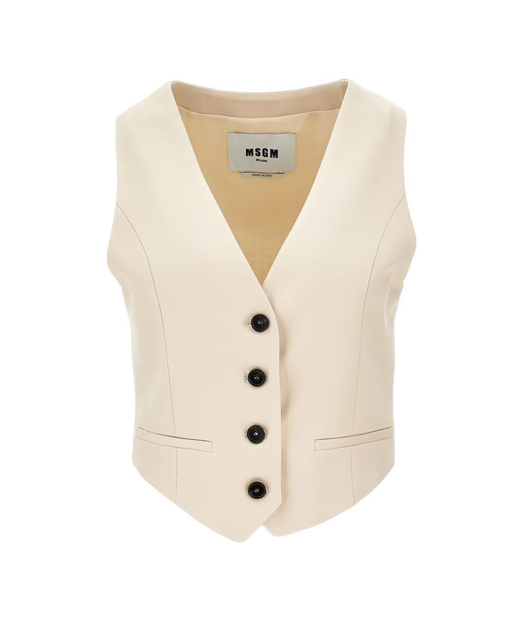 MSGM Бежевая вискозная жилетка, фото 1