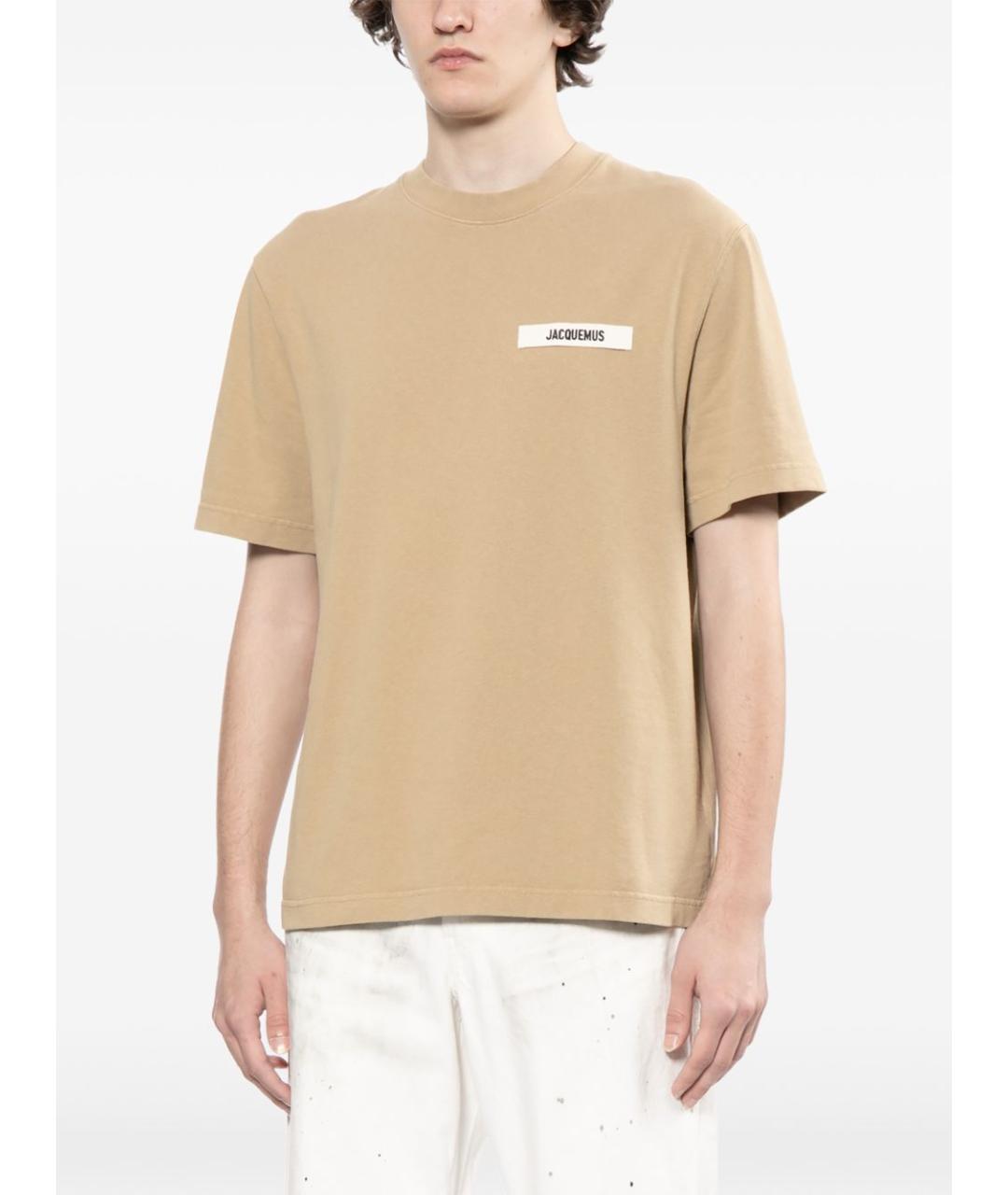JACQUEMUS Бежевая хлопковая футболка, фото 4