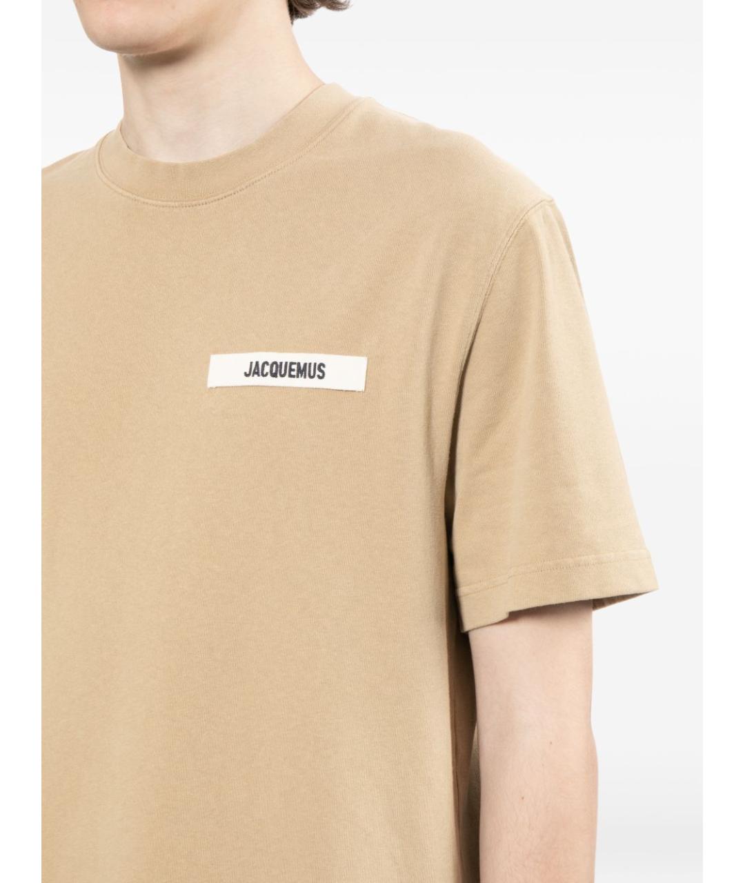 JACQUEMUS Бежевая хлопковая футболка, фото 3