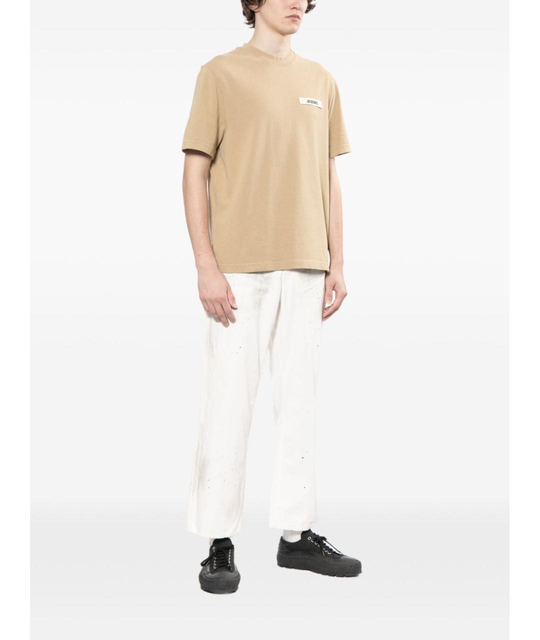 JACQUEMUS Бежевая хлопковая футболка, фото 2
