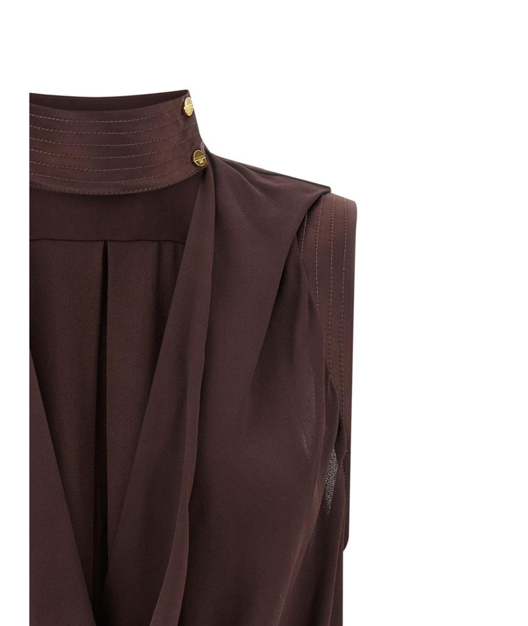 ELISABETTA FRANCHI Коричневая вискозная блузы, фото 2