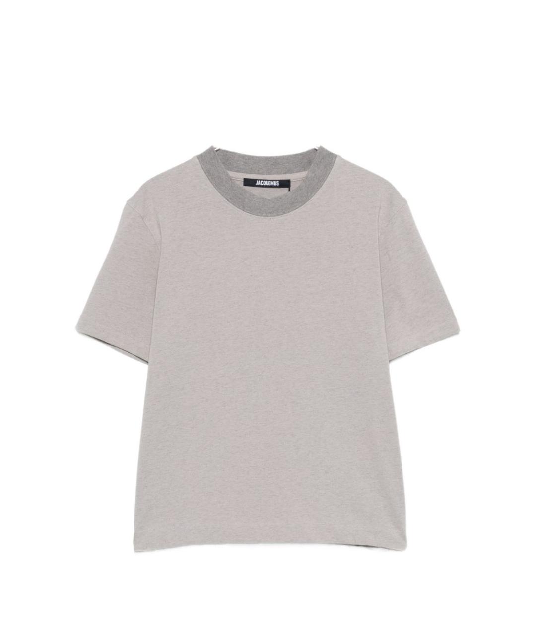 JACQUEMUS Серая хлопковая футболка, фото 1