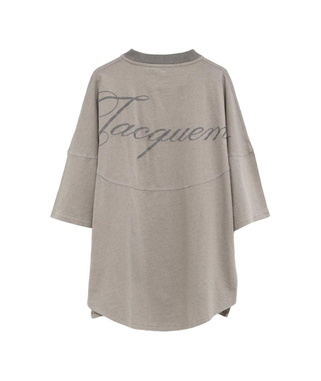 JACQUEMUS Серая хлопковая футболка, фото 3