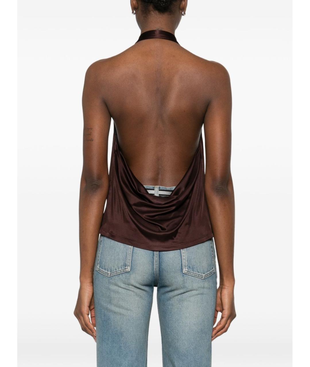 ELISABETTA FRANCHI Коричневая вискозная майка, фото 5