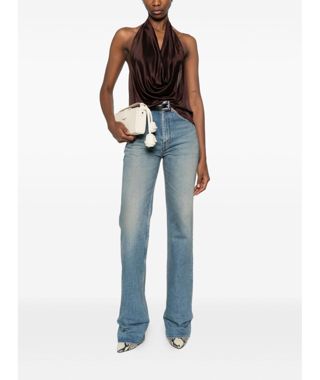 ELISABETTA FRANCHI Коричневая вискозная майка, фото 3