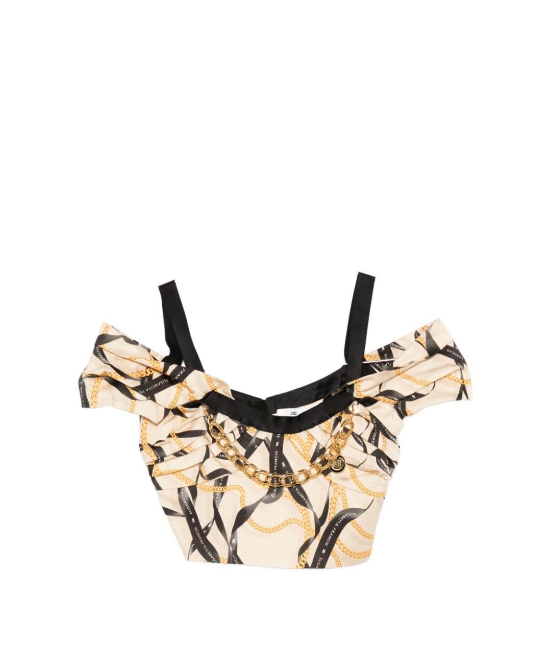 ELISABETTA FRANCHI Бежевая хлопковая майка, фото 1