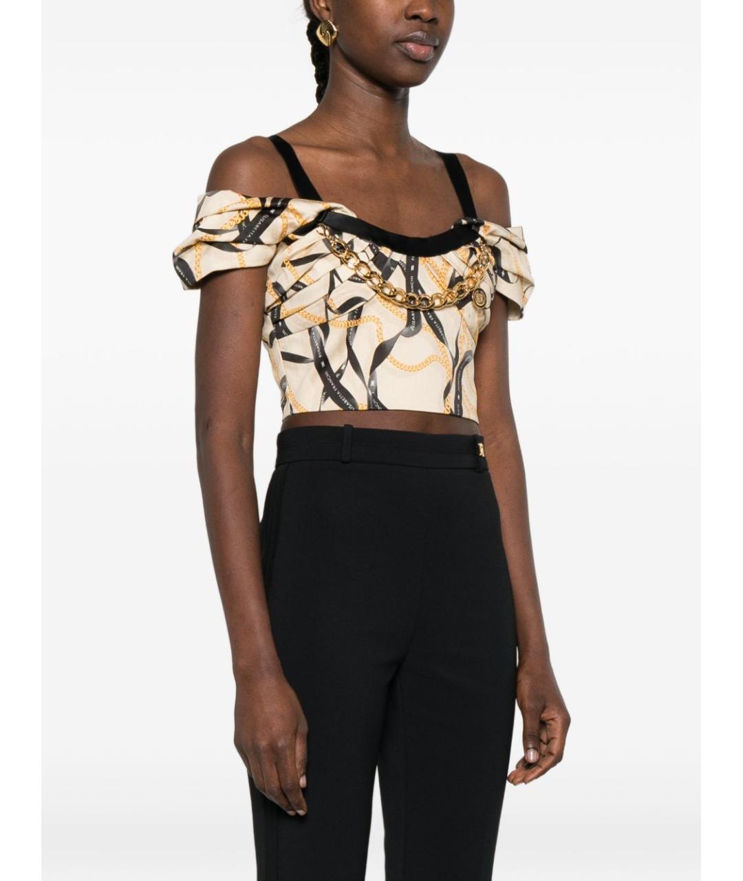 ELISABETTA FRANCHI Бежевая хлопковая майка, фото 3