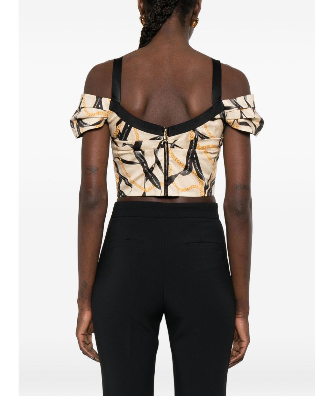 ELISABETTA FRANCHI Бежевая хлопковая майка, фото 4