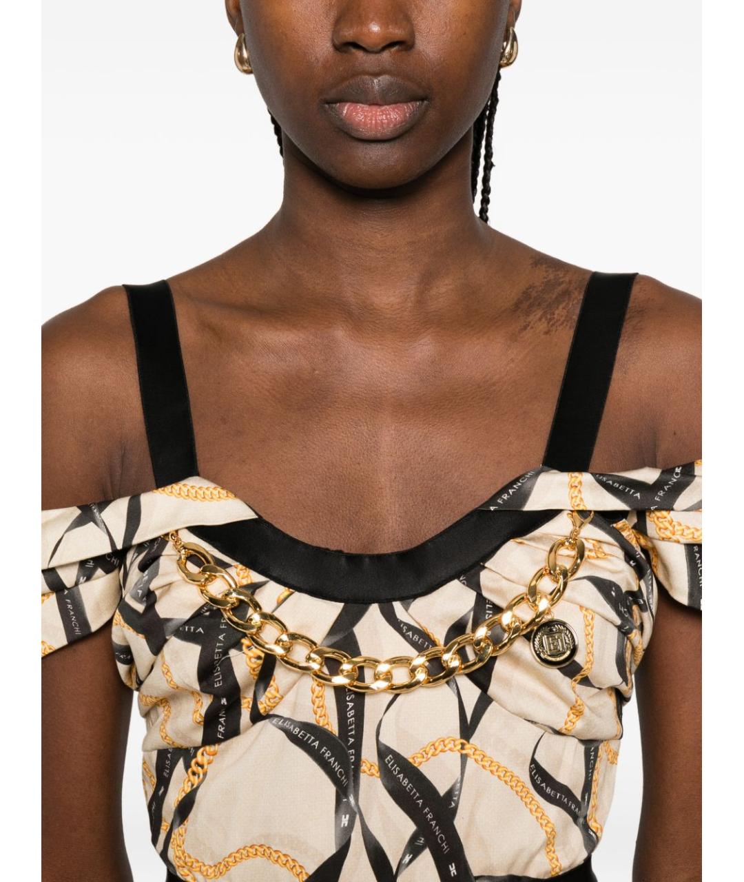 ELISABETTA FRANCHI Мульти хлопковое повседневное платье, фото 4