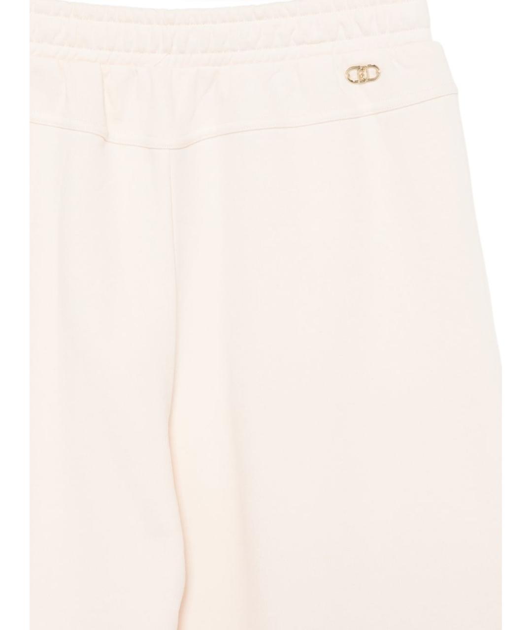 LIU JO Бежевые хлопковые прямые брюки, фото 3