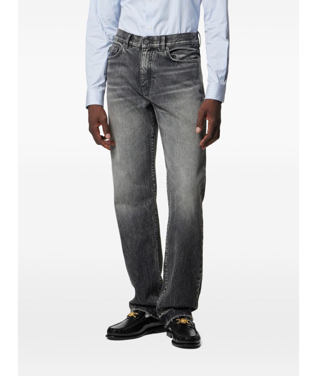 VERSACE Серые хлопковые прямые джинсы, фото 2