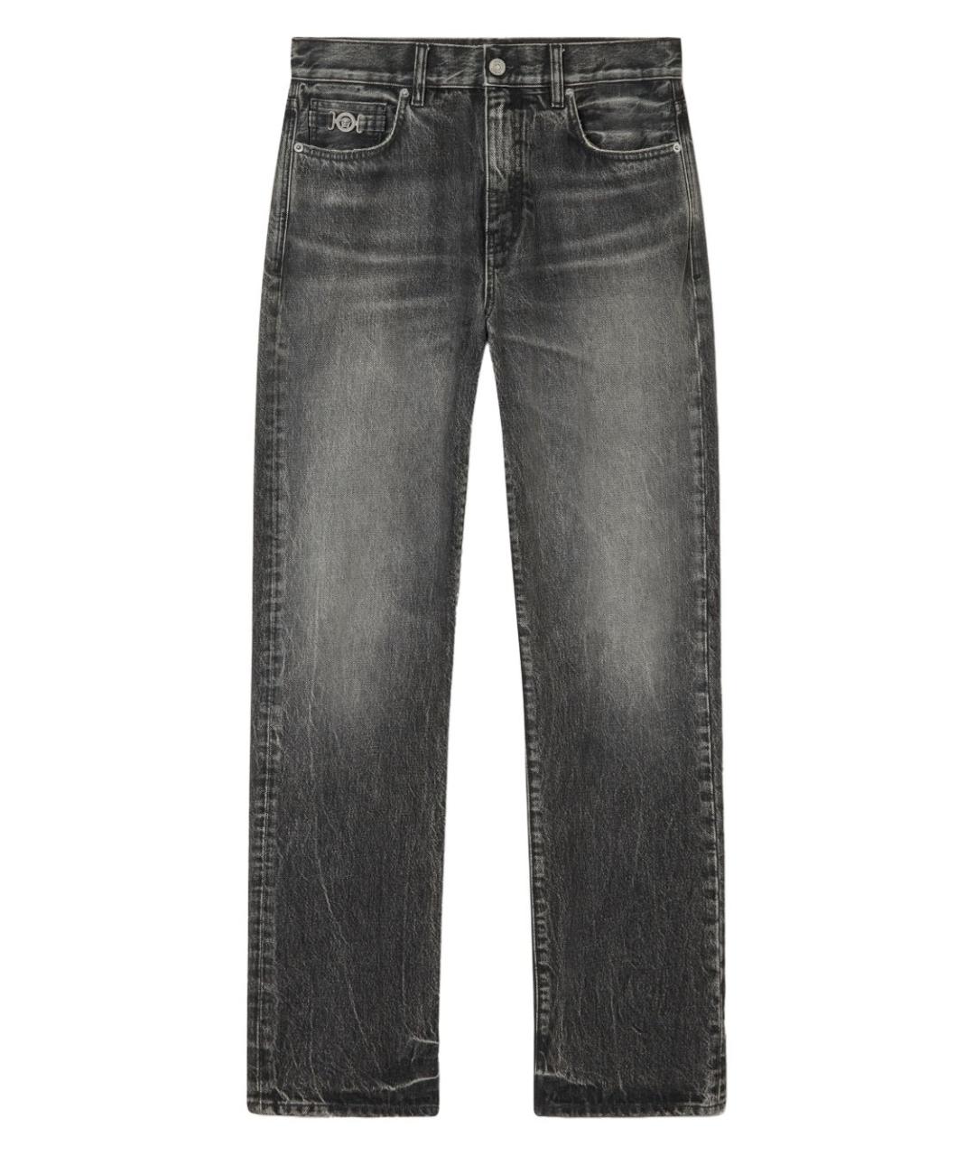 VERSACE Серые хлопковые прямые джинсы, фото 1