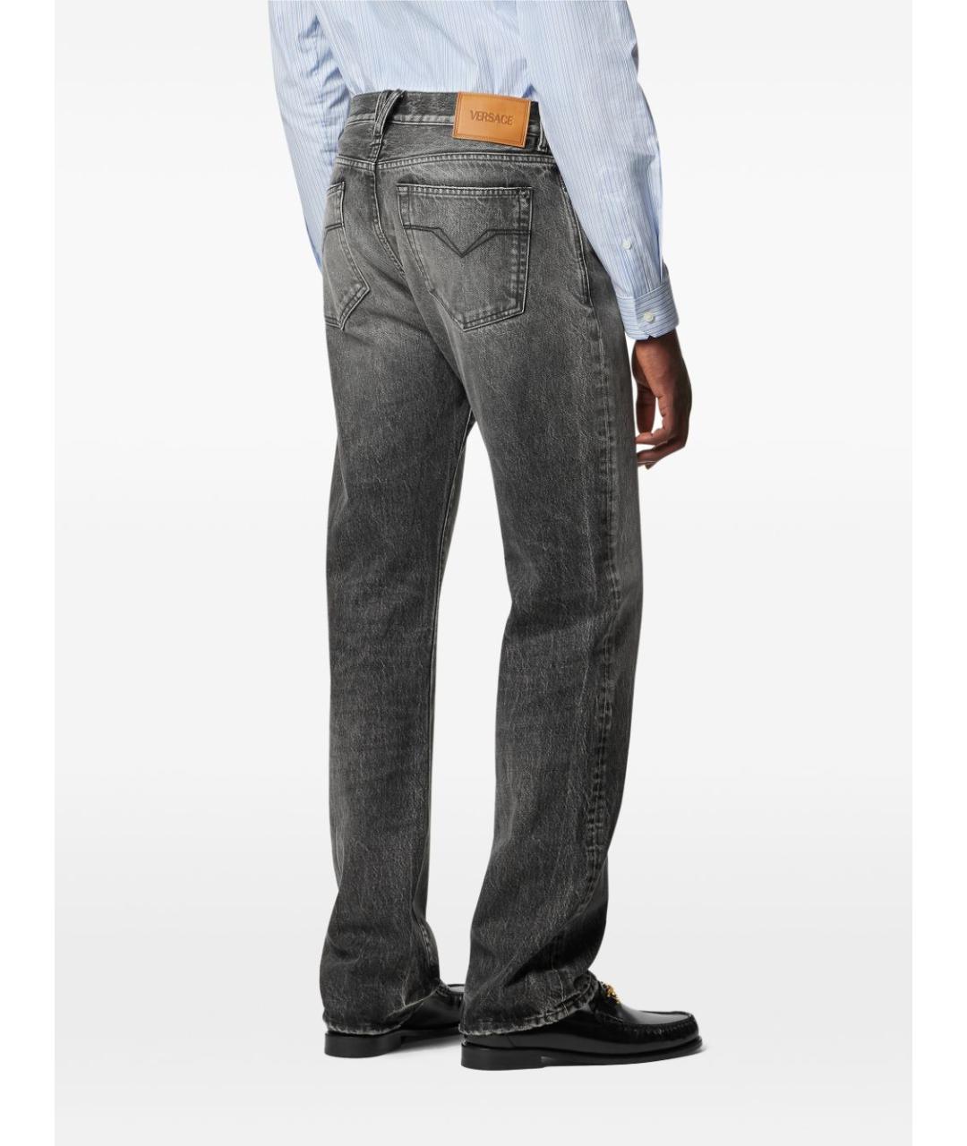 VERSACE Серые хлопковые прямые джинсы, фото 3