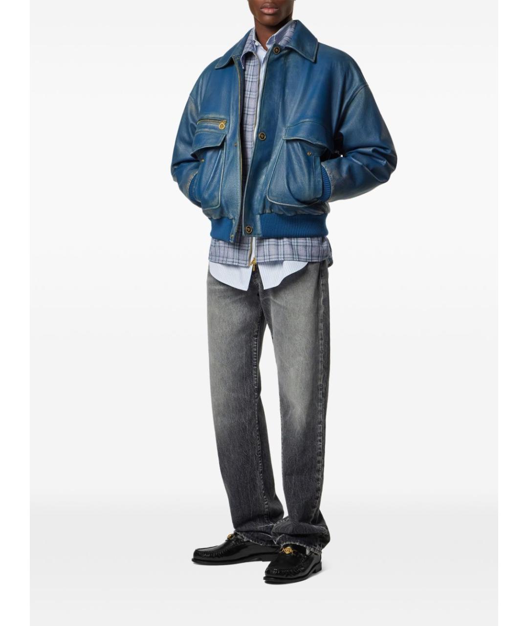 VERSACE Серые хлопковые прямые джинсы, фото 5