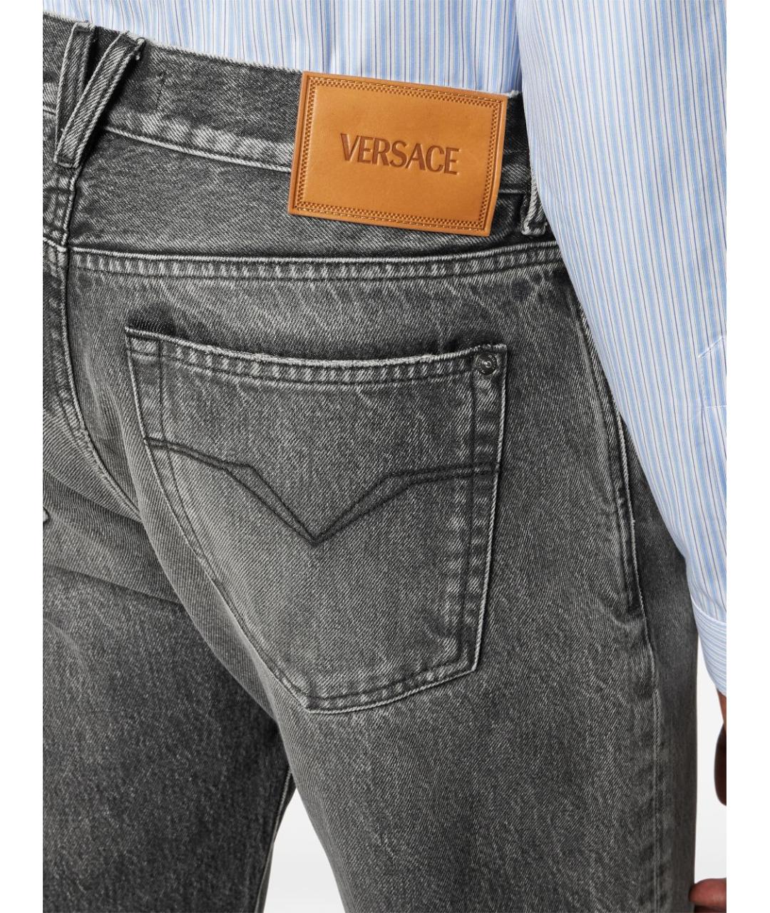 VERSACE Серые хлопковые прямые джинсы, фото 4