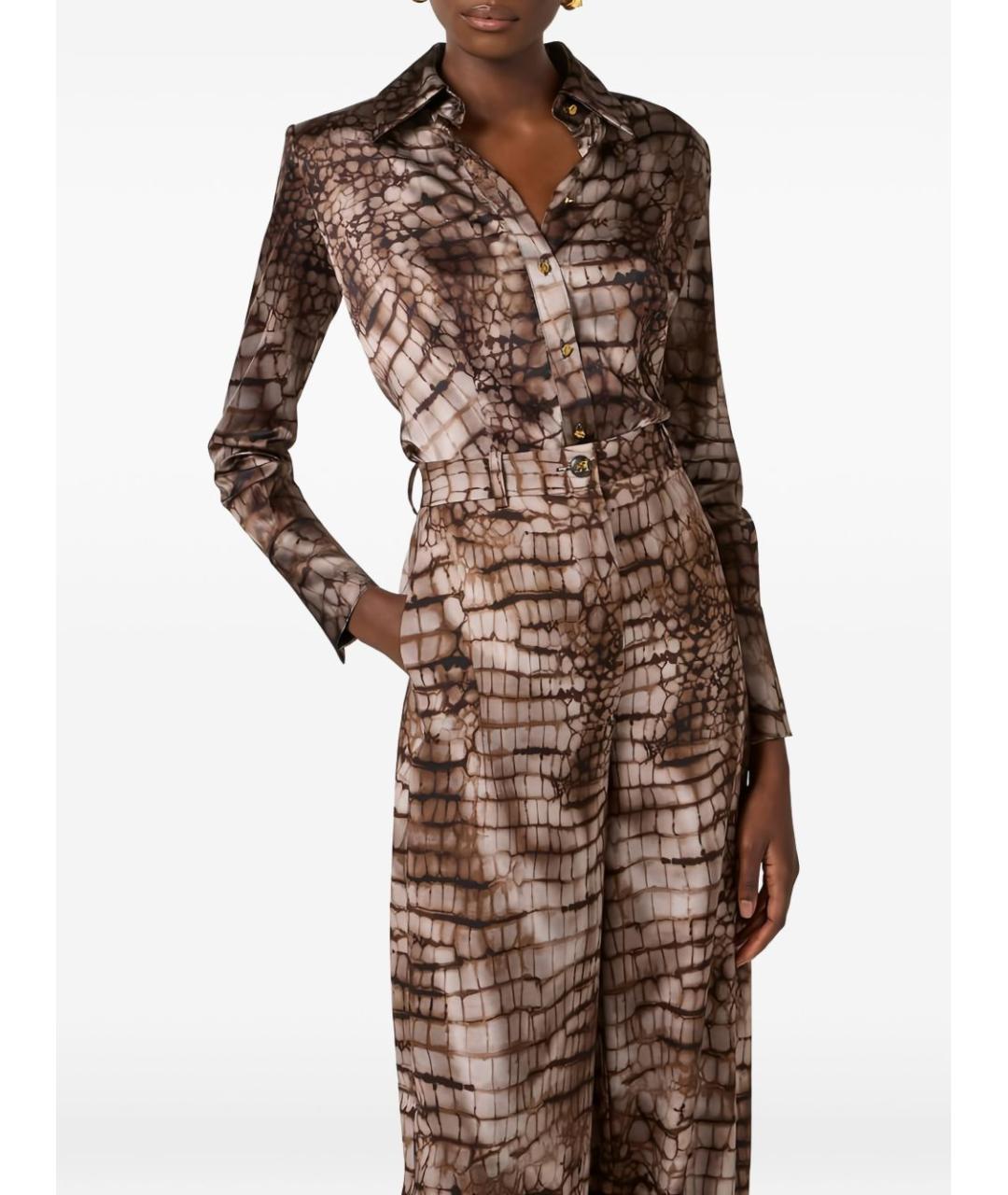 ELISABETTA FRANCHI Коричневая вискозная рубашка, фото 5