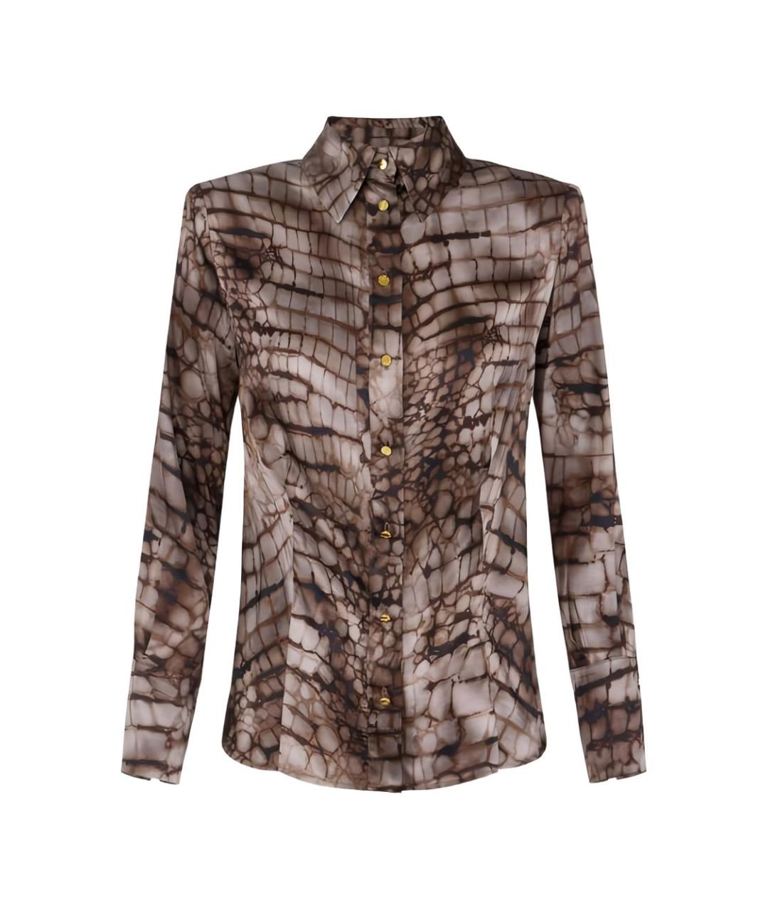 ELISABETTA FRANCHI Коричневая вискозная рубашка, фото 1