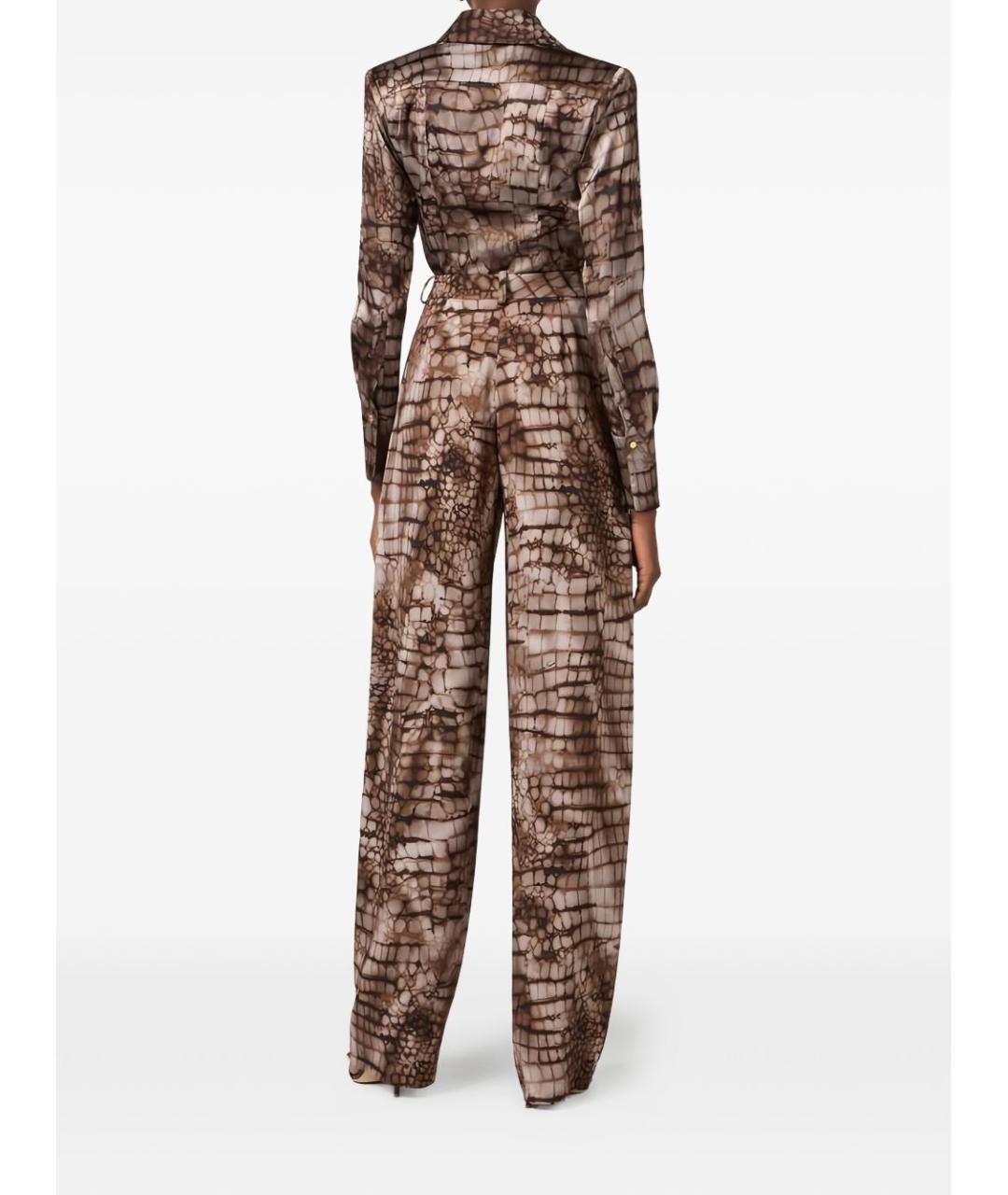 ELISABETTA FRANCHI Коричневая вискозная рубашка, фото 3