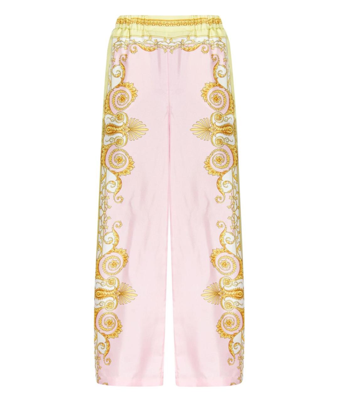 VERSACE Желтые шелковые прямые брюки, фото 1