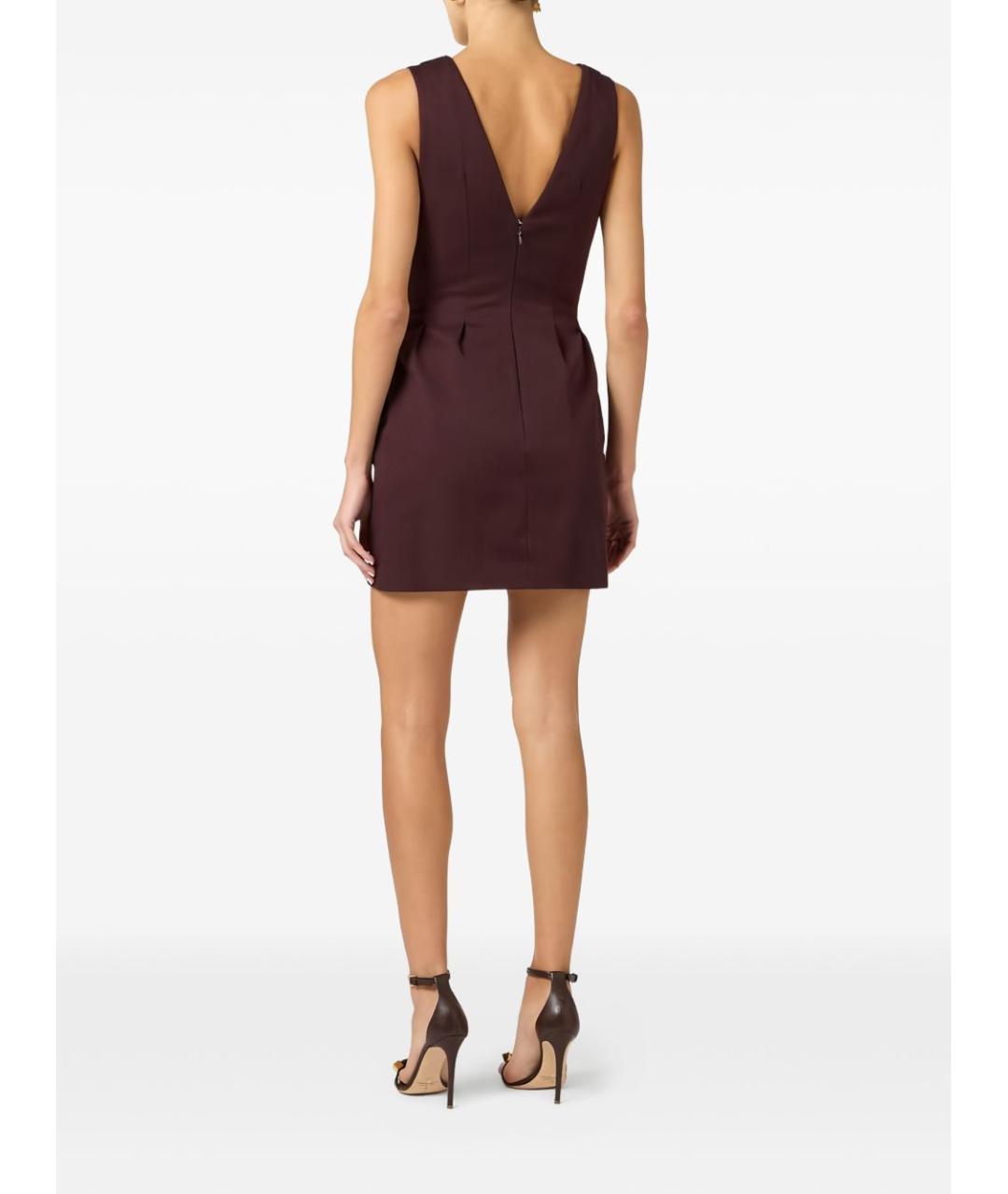 ELISABETTA FRANCHI Коричневое хлопковое повседневное платье, фото 4