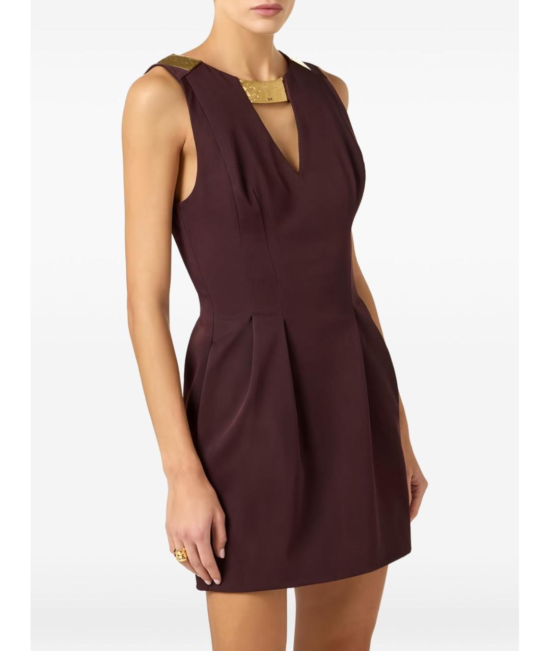 ELISABETTA FRANCHI Коричневое хлопковое повседневное платье, фото 5