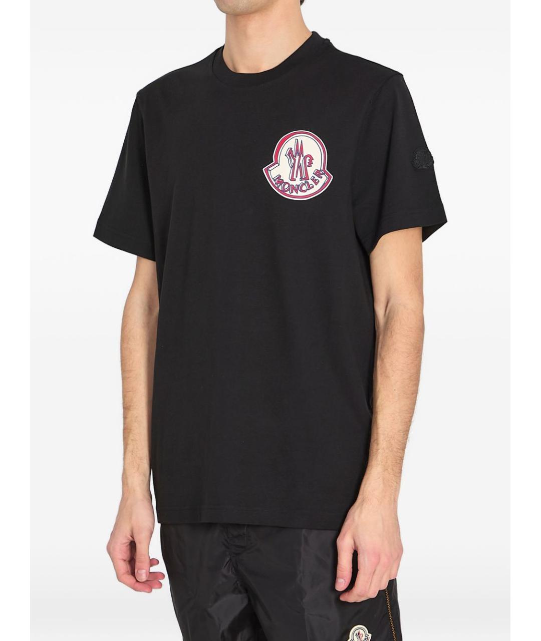 MONCLER Черная хлопковая футболка, фото 3