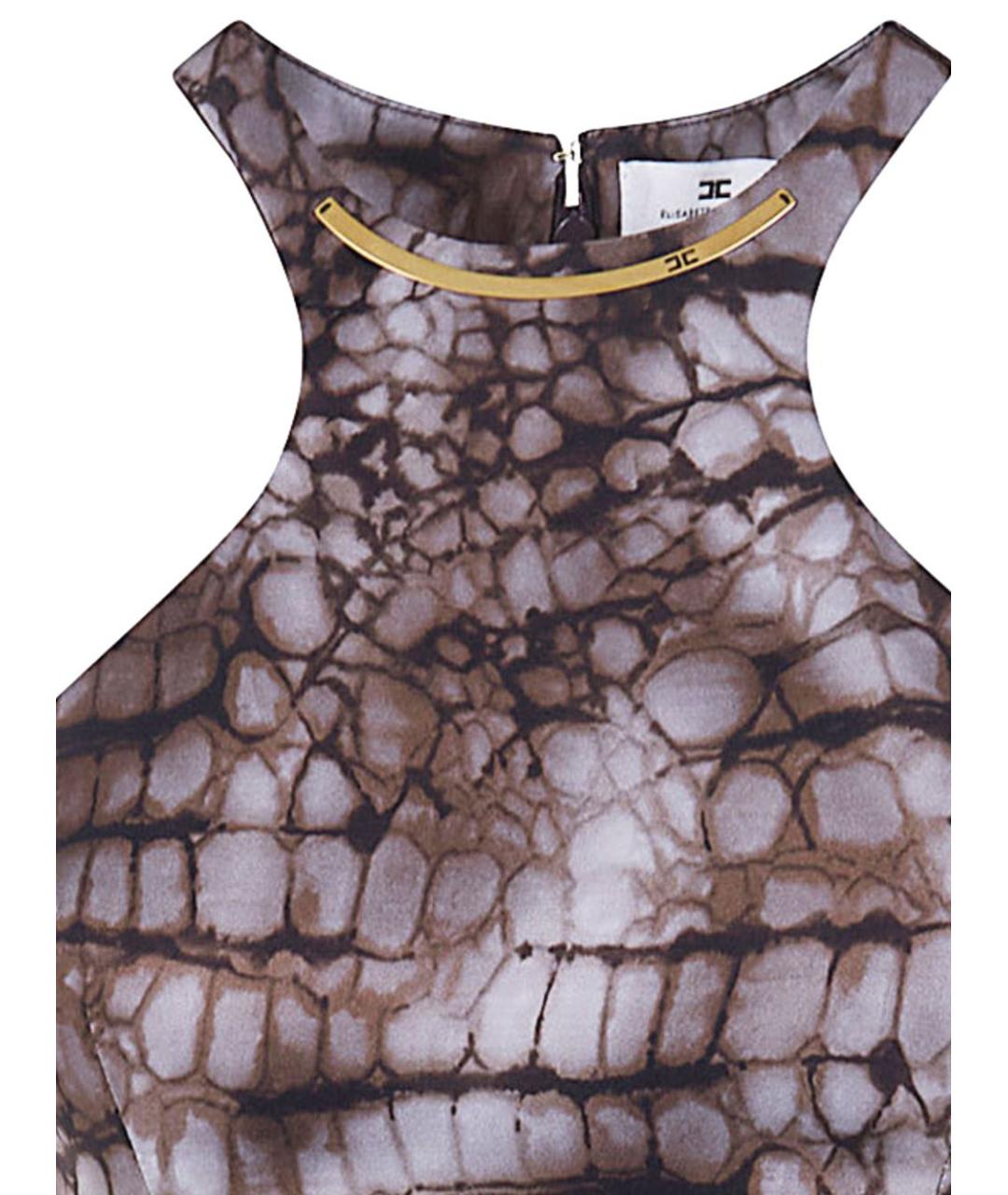 ELISABETTA FRANCHI Коричневое вискозное повседневное платье, фото 3