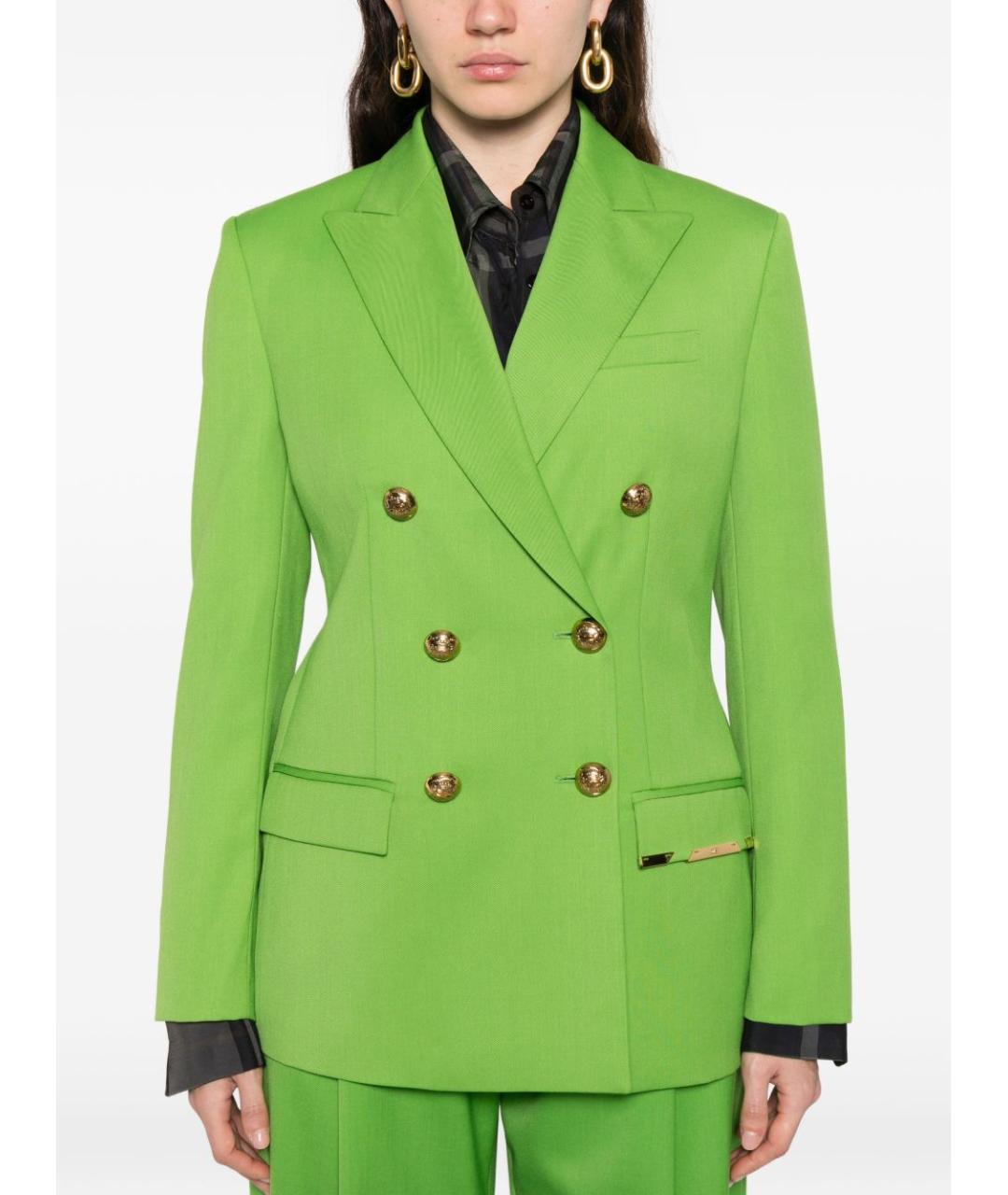 ELISABETTA FRANCHI Зеленый полиэстеровый жакет/пиджак, фото 2